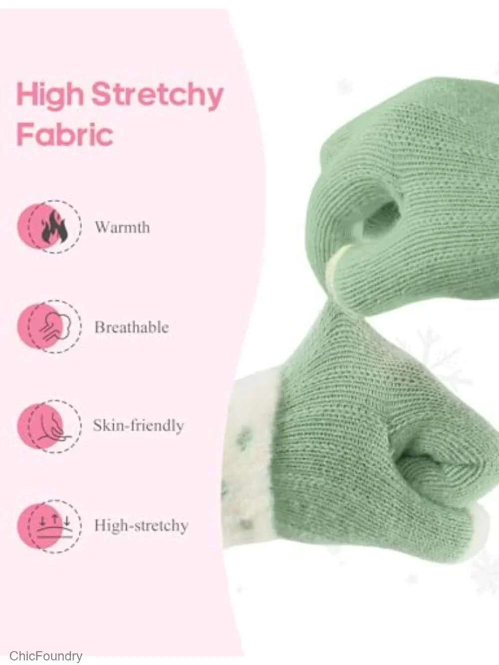 6 Pairs Girls Winter Gloves Full Finger Stretchy Knitted Soft Warm